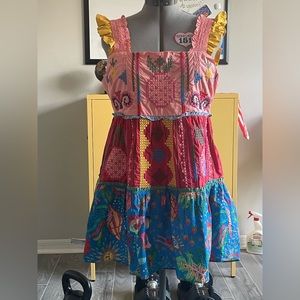 FARM Rio Color Blocking Embroidered Mini Dress XL